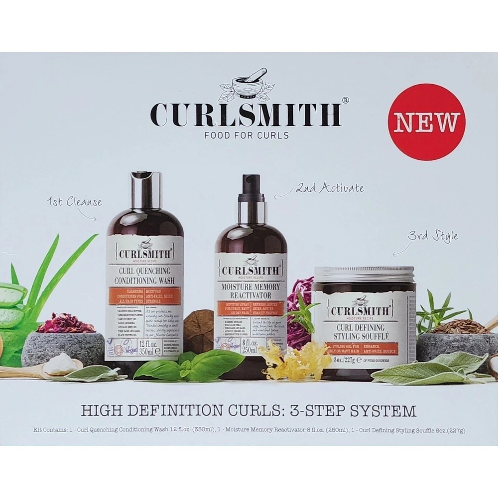 Curlsmith High Definition Curls: 3 Step System Wash Reactivator & Curly Styling